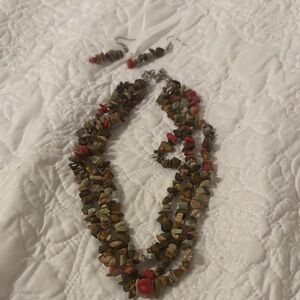 Multicolor Stone Beaded Necklace and Earring Set